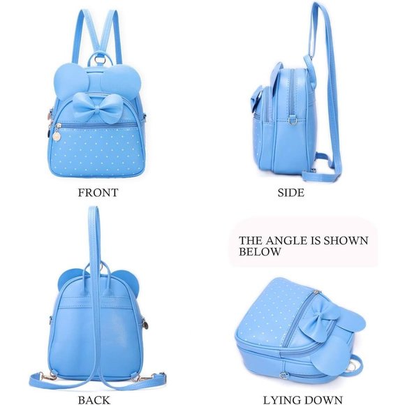 Bowknot Polka Dot Mini Backpack And Convertible Shoulder Bag Purse for Women - Picture 5 of 7